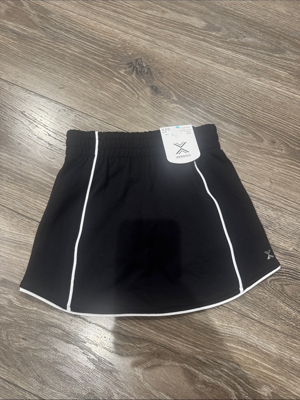 NWT Girls (4/5) Xersion Black Skort with White Piping